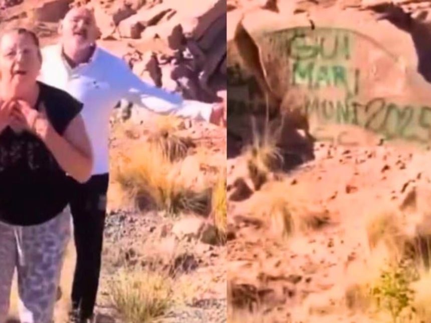 Multa a turistas en Mendoza: pintaron roca y la Justicia los busca