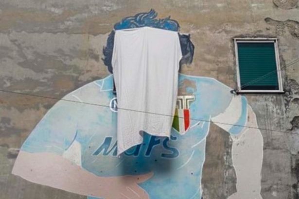 Controversia en Nápoles: Tapan mural de Maradona y comerciantes protestan