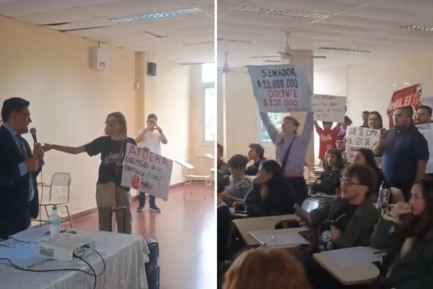 Protesta de Militantes de Izquierda en Clase de Legisladores Libertarios