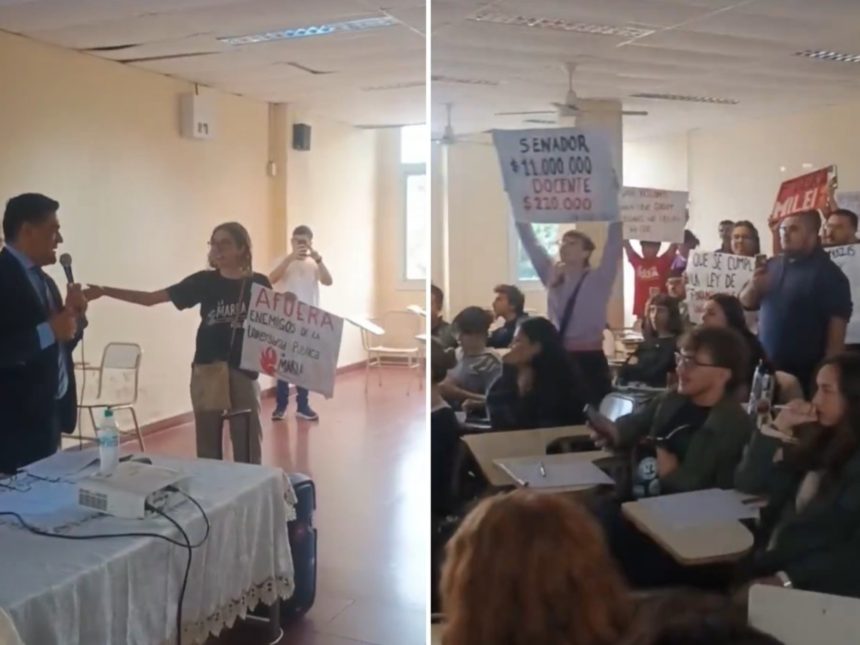 Protesta de Militantes de Izquierda en Clase de Legisladores Libertarios