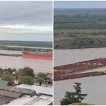 Impactante choque: remolcador se parte en dos tras colisión en el Paraná