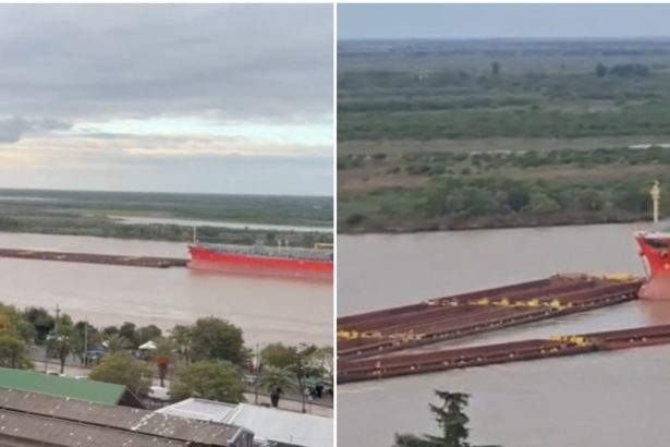 Impactante choque: remolcador se parte en dos tras colisión en el Paraná