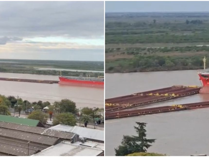 Impactante choque: remolcador se parte en dos tras colisión en el Paraná