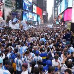 Scaloneta en Times Square: 20,000 hinchas y un diluvio épico