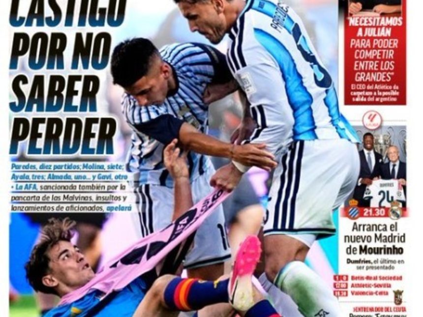 “Duro castigo por no saber perder”: la lapidaria portada de Marca por las sanciones de la FIFA a la Selección Argentina
